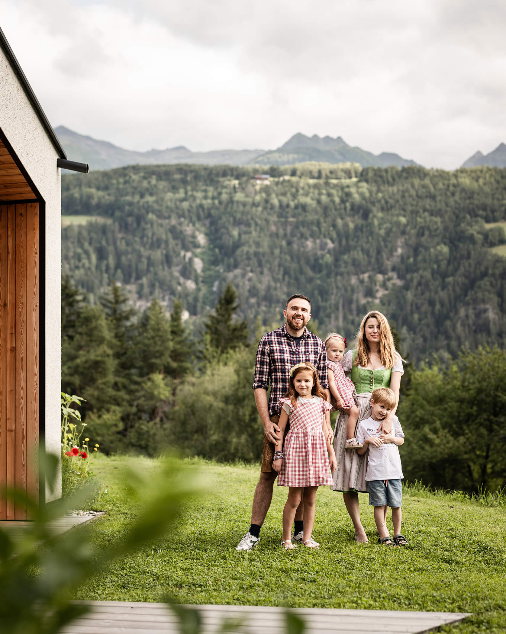 Die Gastgeberfamilie Tschöll: Armin, Annalisa, Isabella, Leonard und Julia - Oberplunerhof
